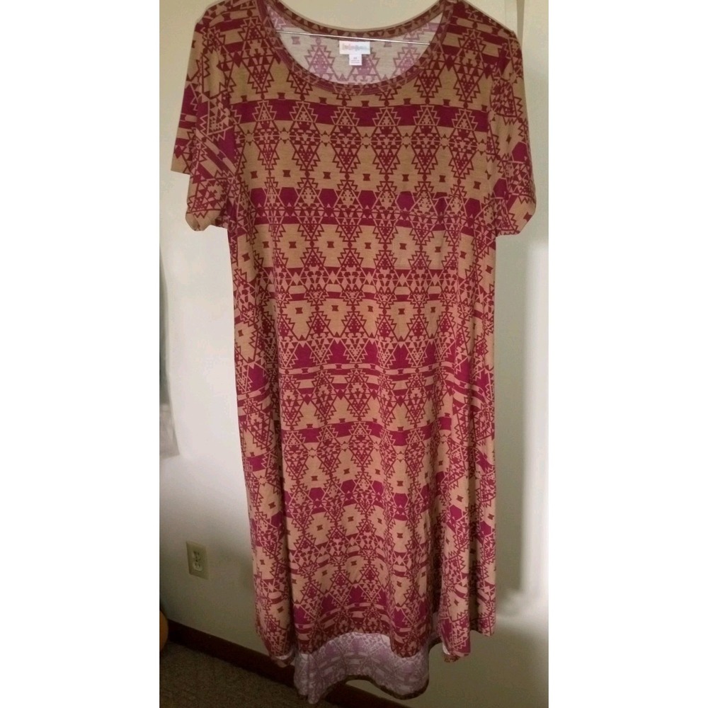 LuLaRoe Sz‎ Medium High-Low Dress Multicolor geometric Aztec Print Christmas